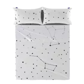 Drap HappyFriday Blanc Constellation Multicouleur 180 x 270 cm (Etoiles) de HappyFriday, Draps et taies d'oreiller - Réf : D1...