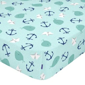 Fitted bottom sheet HappyFriday Moshi Moshi Whale Multicolour 70 x 140 x 14 cm by HappyFriday, Sheets and pillowcases - Ref: ...