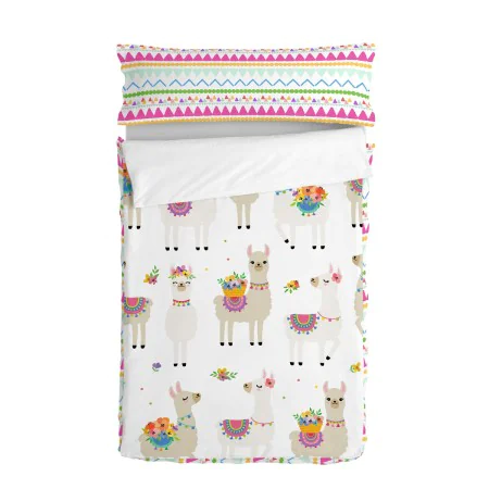 Copripiumino senza Imbottitura HappyFriday Moshi Moshi Cute Llamas Multicolore 90 x 200 cm di HappyFriday, Sacchi a pelo - Ri...