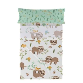 Jeu de draps HappyFriday Moshi Moshi Happy sloth Multicouleur Lit 1 persone 2 Pièces de HappyFriday, Draps et taies d'oreille...