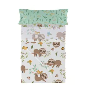 Juego de Sábanas HappyFriday Moshi Moshi Happy sloth Multicolor Cama de 80/90 2 Piezas de HappyFriday, Sábanas y fundas de al...