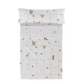 Jeu de draps HappyFriday HF Mini Woods Animals Multicouleur Lit 1 persone 2 Pièces de HappyFriday, Draps et taies d'oreiller ...