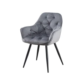 Siège Romimex Noir Gris Velours Métal Bois MDF 62 x 85 x 60 cm de Romimex, Chaises - Réf : D1617915, Prix : 120,03 €, Remise : %