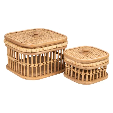 Juego de Cajas Decorativas Romimex Marrón Mimbre Madera MDF 19 x 14 x 19 cm 2 Piezas de Romimex, Cajas - Ref: D1618952, Preci...