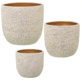 Set de pots de fleurs Alexandra House Living Blanc Doré Céramique 3 Pièces de Alexandra House Living, Cache-pots - Réf : D162...