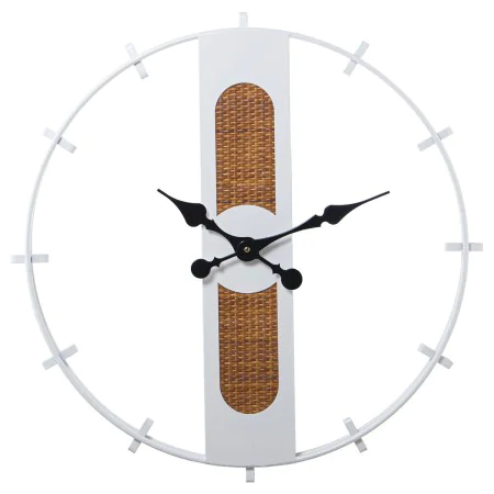 Reloj de Pared Alexandra House Living Blanco Marrón Metal Mimbre 64 x 5 x 64 cm de Alexandra House Living, Relojes de pared -...