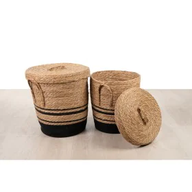 Set of Baskets Romimex Black Natural Rope 40 x 45 x 40 cm 2 Pieces by Romimex, Storage boxes and chests - Ref: D1626831, Pric...