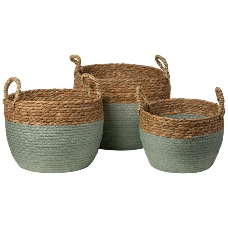 Conjunto de Cestos Romimex Turquesa Fibra natural 32 x 25 x 32 cm 3 Peças de Romimex, Caixas e baús de arrumação - Ref: D1628...