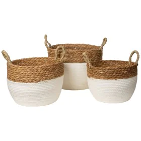 Set of Baskets Romimex White Natural Fibre 32 x 25 x 32 cm 3 Pieces by Romimex, Storage boxes and chests - Ref: D1628908, Pri...