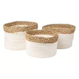 Lot de paniers Romimex Blanc Naturel Fibre naturelle 23 x 15 x 23 cm 3 Pièces de Romimex, Boîtes et coffres de rangement - Ré...