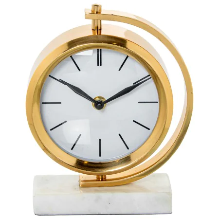 Table clock Alexandra House Living White Golden Metal Marble 20 x 16 x 5 cm by Alexandra House Living, Desk & Shelf Clocks - ...