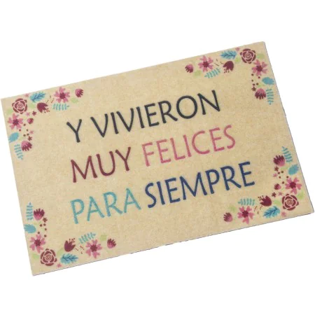 Doormat Alexandra House Living Y VIVIERON MUY FELICES Blue Red Pink Cream 40 x 1 x 60 cm by Alexandra House Living, Doormats ...