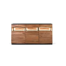 Credenza Alexandra House Living Nero Naturale Legno di acacia 180 x 93 x 40 cm di Alexandra House Living, Credenze e buffet -...