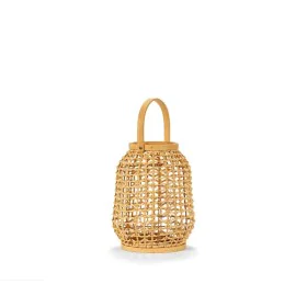 Kerzenschale Alexandra House Living natürlich Glas Rattan 23 x 29 x 23 cm von Alexandra House Living, Kerzenständer und Kerze...