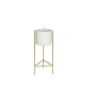 Vaso con supporto Alexandra House Living Bianco Dorato Metallo 27 x 65 x 27 cm di Alexandra House Living, Cachepot - Rif: D16...