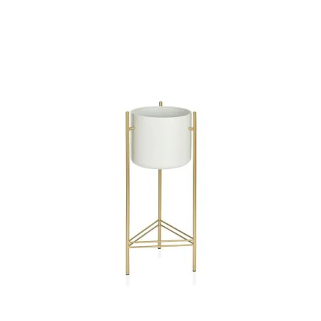 Blumentopf mit Ständer Alexandra House Living Weiß Gold Metall 27 x 65 x 27 cm von Alexandra House Living, Übertöpfe - Ref: D...