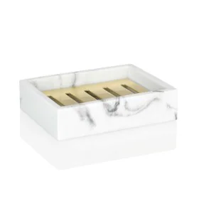 Saboneteira Alexandra House Living Branco Dourado Aço inoxidável Poliresina 9 x 3 x 12 cm de Alexandra House Living, Suportes...