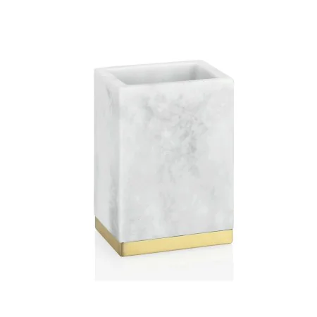 Portaspazzolini da Denti Alexandra House Living Bianco Dorato Acciaio inossidabile Poliresina 5 x 10 x 7 cm di Alexandra Hous...