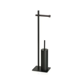 Toilet Paper Holder with Brush Stand Alexandra House Living Black Metal Walnut 20 x 76 x 16 cm by Alexandra House Living, Toi...