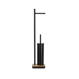 Toilet Paper Holder with Brush Stand Alexandra House Living Black Metal Bamboo 20 x 74 x 20 cm by Alexandra House Living, Toi...