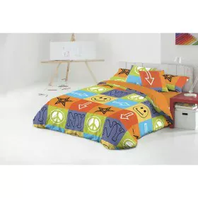 Duvet cover set Hosteline SIMBOLOS Orange Single 3 Pieces by Hosteline, Quilts and quilt covers - Ref: D2100076, Price: 12,71...