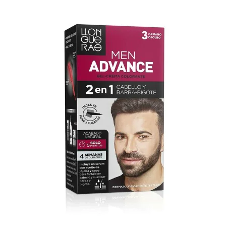 Crema Colorante Llongueras Men Advance Semipermanente 3 - Castano Scuro (4 pcs) di Llongueras, Colore permanente - Rif: S0587...