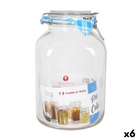 Jar Borgonovo Hermetic Transparent Crystal 4,25 L 14,5 x 14,5 x 26 cm (6 Units) by Borgonovo, Airtight jars and accessories -...