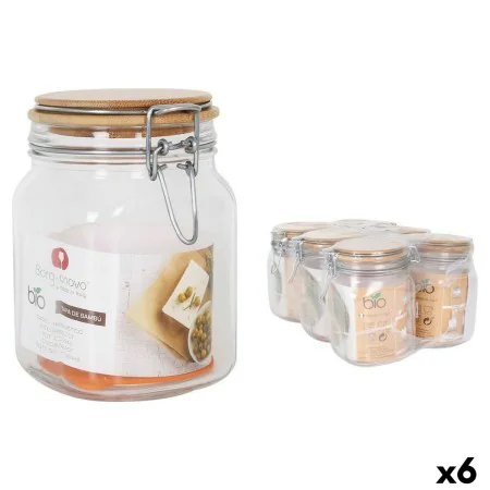 Jar Borgonovo Primizie Hermetically sealed Bamboo 1L 10,5 x 10,5 x 15,5 cm (6 Units) by Borgonovo, Food storage - Ref: S22274...