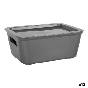 Caja de Almacenaje con Tapa Bella Antracita 17,9 x 13,9 x 7,2 cm (12 Unidades) (18 x 14 x 7 cm) de BigBuy Home, Cajas y arcon...