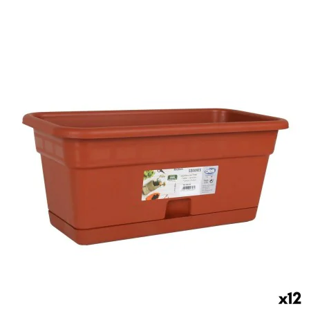 Planter with Dish Dem Squares Rectangular Brown 40 x 20 cm (12 Units) by Dem, Window Boxes - Ref: S2228459, Price: 30,54 €, D...