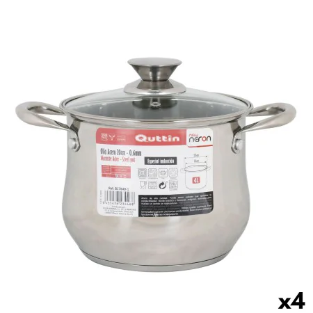 Pot with Glass Lid Quttin New neron Steel 19,5 x 15,3 cm (4 Units) by Quttin, Stockpots - Ref: S2228830, Price: 66,84 €, Disc...