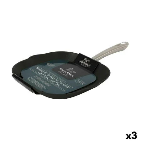 Grill pan with stripes Santa Clara Ecoferro Cast Iron Ø 49 x 30 x 3,5 cm (3 Units) by Santa Clara, Griddle Pans - Ref: S22329...