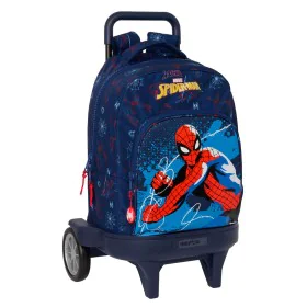 School Rucksack with Wheels Spider-Man Neon Navy Blue 33 x 45 x 22 cm by Spider-Man, Children's Backpacks - Ref: S2438106, Pr...