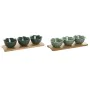 Appetizer Set Home ESPRIT Green Dark green Bamboo Porcelain Tropical 4 Pieces 32 x 10 x 7 cm (2 Units) by Home ESPRIT, Plates...