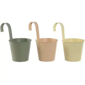 Cache-pot Home ESPRIT Jaune Vert Ambre Rose clair Métal 14 x 14 x 23 cm (3 Unités) de Home ESPRIT, Cache-pots - Réf : S305701...