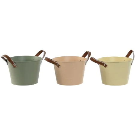 Vaso Home ESPRIT Giallo Verde Rosa chiaro Poliuretano Metallo 20 x 20 x 14 cm (3 Unità) di Home ESPRIT, Cachepot - Rif: S3057...