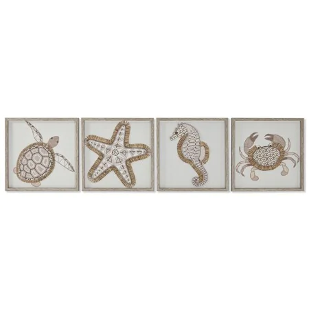 Tela Home ESPRIT Branco Natural Mediterrâneo Marinha 40 x 3 x 40 cm (4 Unidades) de Home ESPRIT, Impressões sobre tela - Ref:...