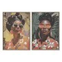 Painting Home ESPRIT Green Orange Colonial African Woman 50 x 3 x 70 cm (2 Units) by Home ESPRIT, Prints on Canvas - Ref: S30...