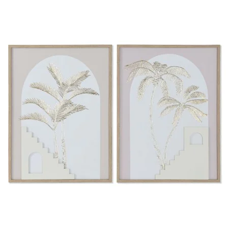 Cuadro Home ESPRIT Blanco Beige Palmeras Escandinavo 45 x 2,2 x 60 cm (2 Unidades) de Home ESPRIT, Impresiones sobre lienzo -...