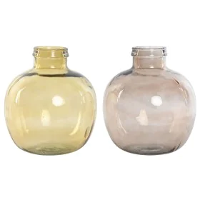 Vaso Home ESPRIT Castanho Mostarda Cristal 32 x 32 x 36,5 cm (2 Unidades) de Home ESPRIT, Jarrões - Ref: S3058579, Preço: 33,...