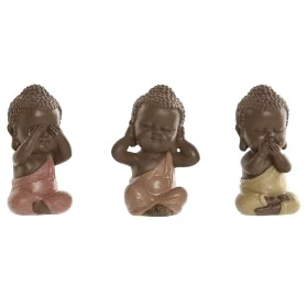 Decorative Figure Home ESPRIT Orange Coral Lime Resin Buddha Oriental 5,5 x 5 x 10,5 cm (3 Units) by Home ESPRIT, Ornaments -...