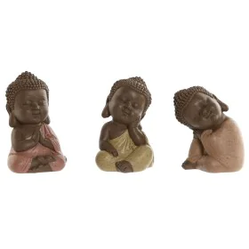 Statua Decorativa Home ESPRIT Arancio Corallo Lime Resina Buddha Orientale 8 x 8 x 12,5 cm (3 Unità) di Home ESPRIT, Soprammo...