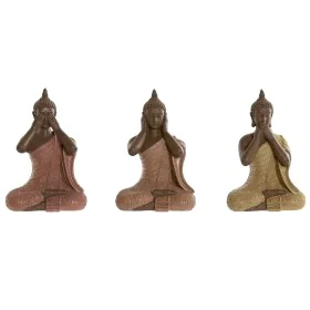 Figura Decorativa Home ESPRIT Laranja Coral Lima Resina Buda Oriental 9 x 6 x 13 cm (3 Unidades) de Home ESPRIT, Adornos - Re...