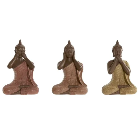 Decorative Figure Home ESPRIT Orange Coral Lime Resin Buddha Oriental 9 x 6 x 13 cm (3 Units) by Home ESPRIT, Ornaments - Ref...