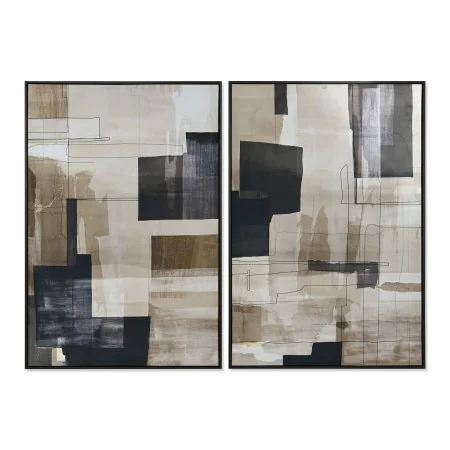 Painting Home ESPRIT Black Beige Abstract Urban 83 x 4 x 123 cm (2 Units) by Home ESPRIT, Prints on Canvas - Ref: S3058724, P...