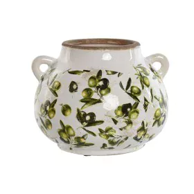 Vase Home ESPRIT White Brown Green Stoneware Olive 21 x 20 x 16 cm by Home ESPRIT, Vases - Ref: S3058888, Price: 17,29 €, Dis...