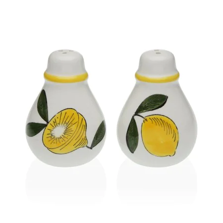 Salt and Pepper Shakers Versa Ceramic Dolomite Lemon 5,5 x 8,5 x 6 cm by Versa, Dispensers for dressings and spices - Ref: S3...