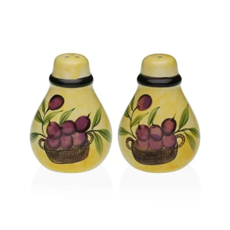 Salt and Pepper Shakers Versa Ceramic Dolomite Olive 5,5 x 8,5 x 6 cm by Versa, Dispensers for dressings and spices - Ref: S3...