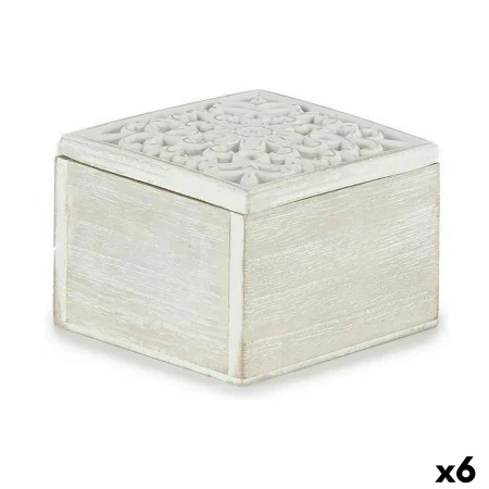 Boîte Décorative Blanc Bois 11,5 x 8 x 11,5 cm (6 Unités) de Gift Decor, Boîtes - Réf : S3625509, Prix : 20,09 €, Remise : %