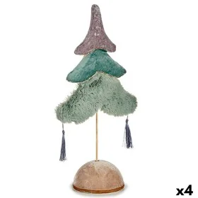 Árbol de Navidad Poliéster Turquesa Plateado Madera 12 x 43 x 22 cm (4 Unidades) de Krist+, Navidad - Ref: S3627525, Precio: ...